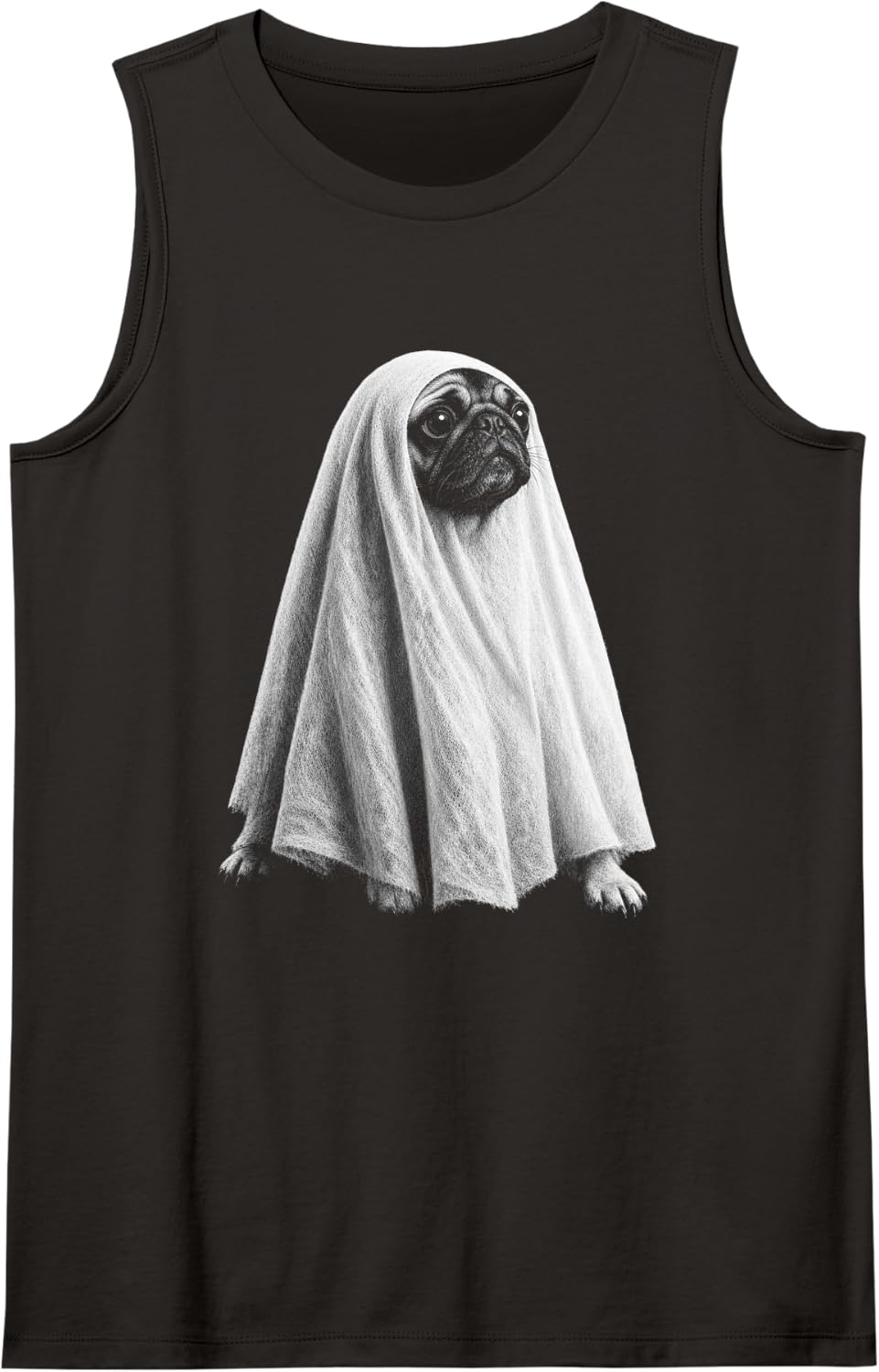 Pug Halloween Dog Lover Spooky Pug Ghost Scary Sleeveless Tank Top - Black