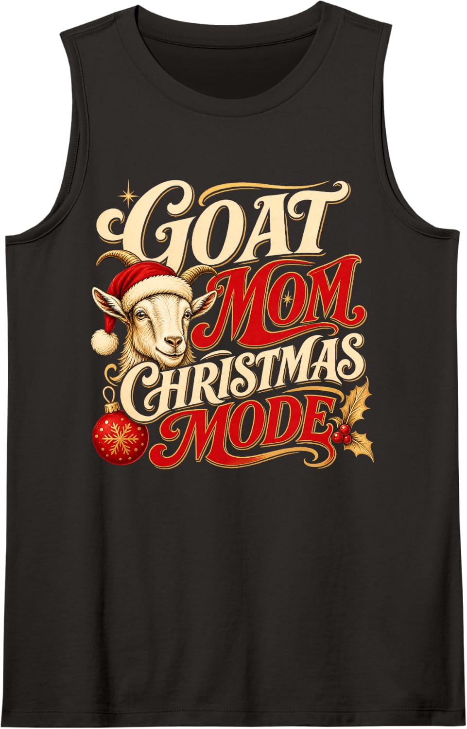 Goat Mom Christmas Mode Sleeveless Tank Top - Black