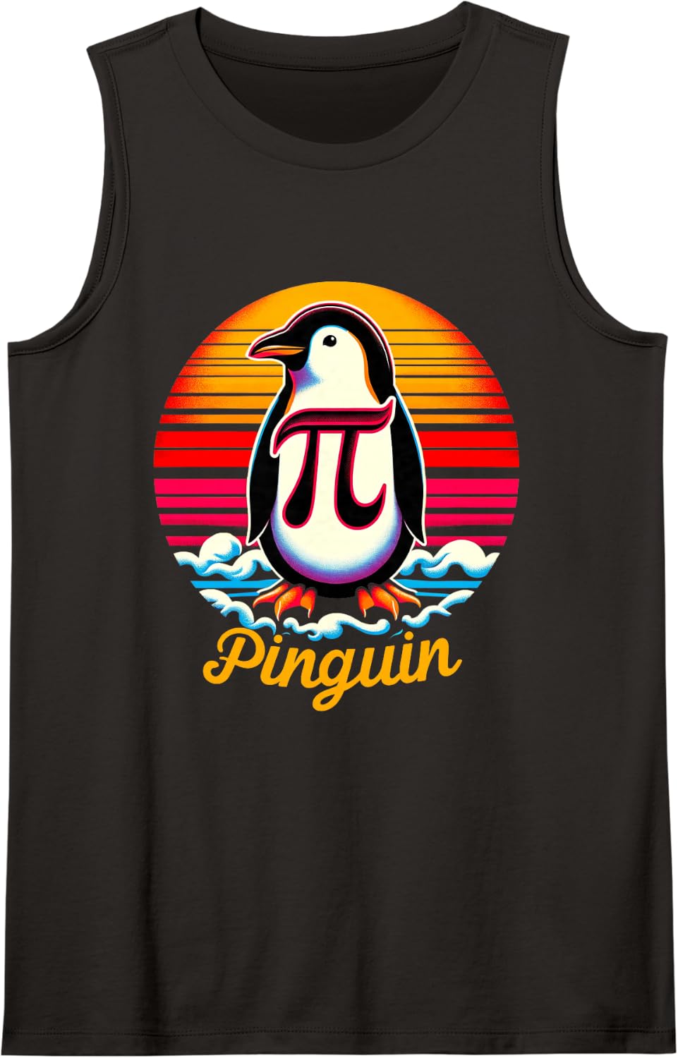 Pi-nguin Pi Penguin Day Irrational Number Pi Symbol Math Sleeveless Tank Top - Black