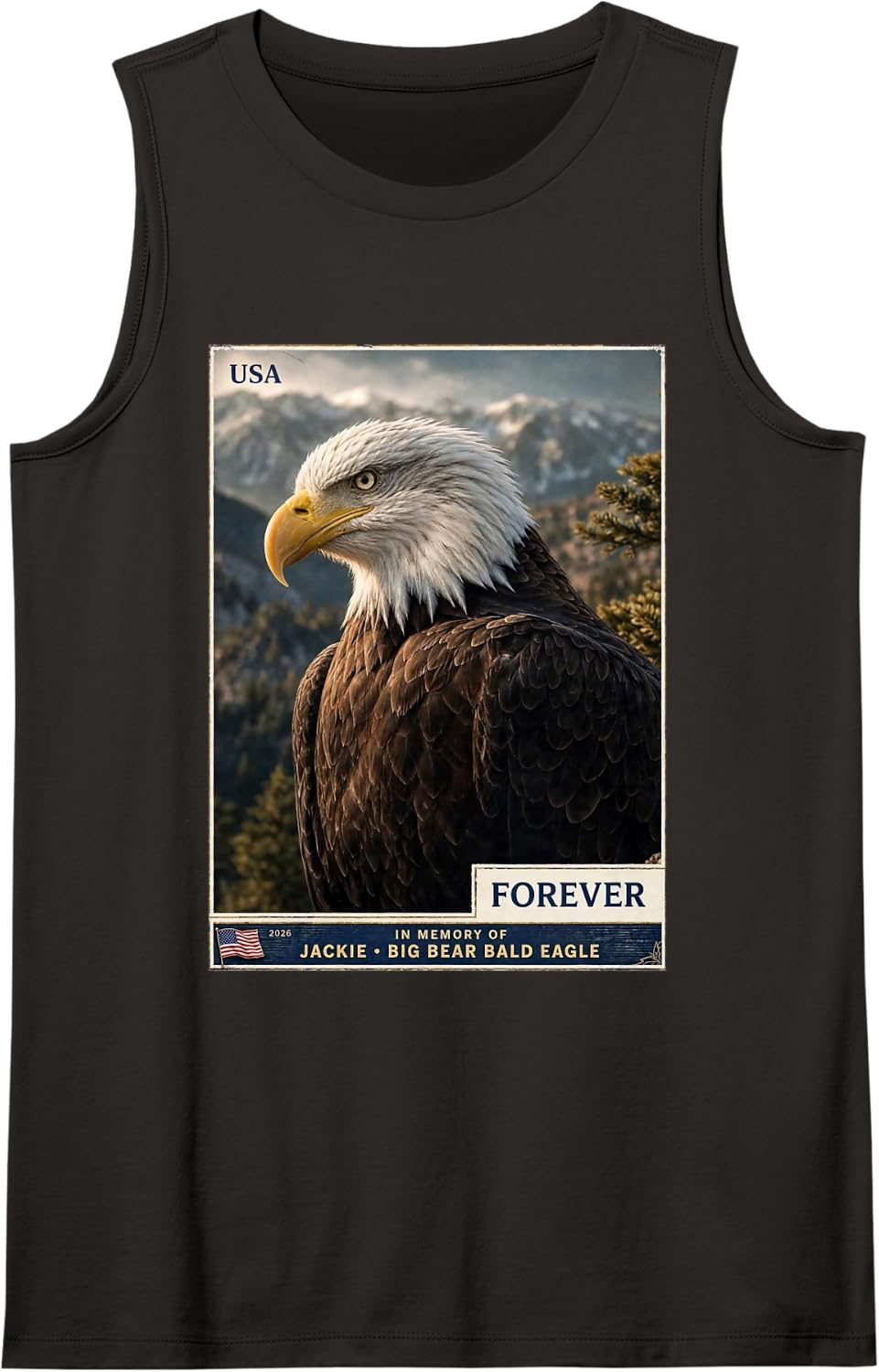 Jackie Big Bear Bald Eagle Memorial Tank Top - Black