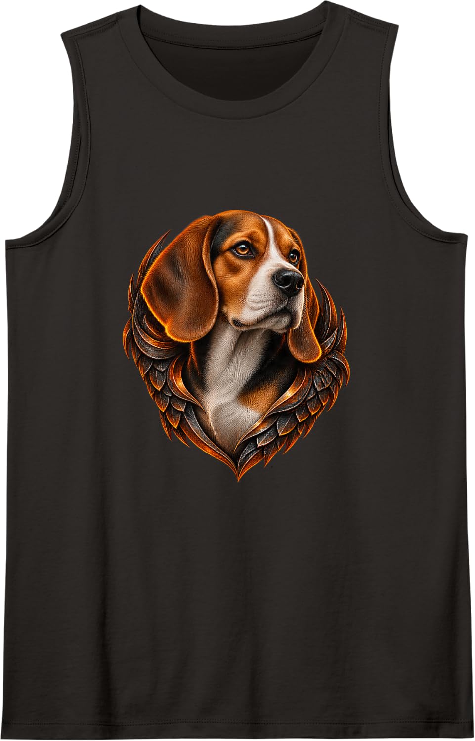 Beagle with Layered Orange Scales Sleeveless Tank Top - Black