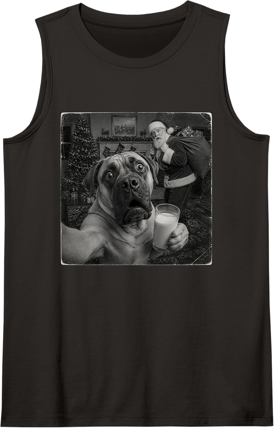 Funny Christmas Mastiff Sleeveless Tank Top - Black