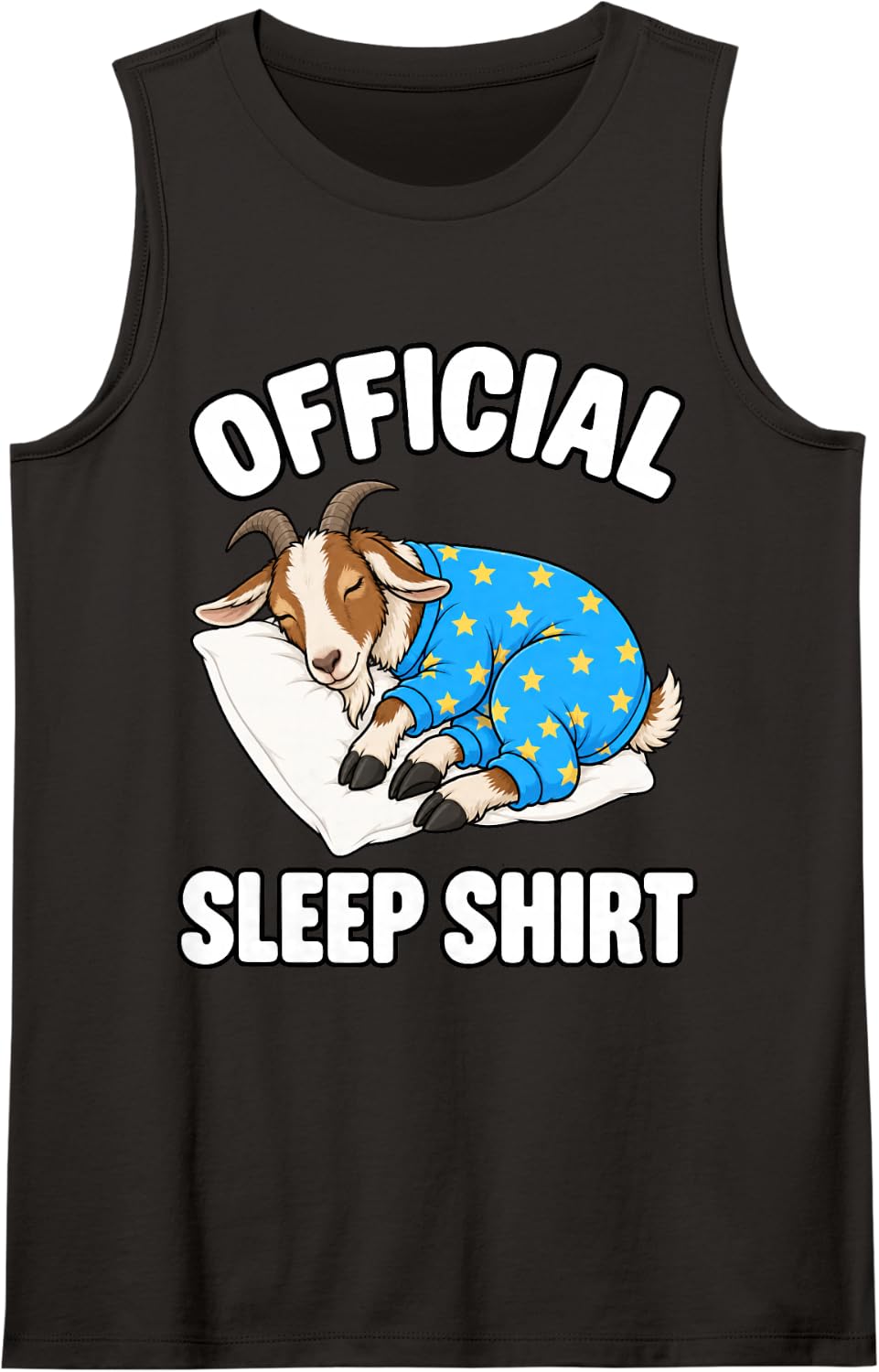 Goat Sleeping in Pajamas Official Sleepshirt Cute Sleeveless Tank Top - Black