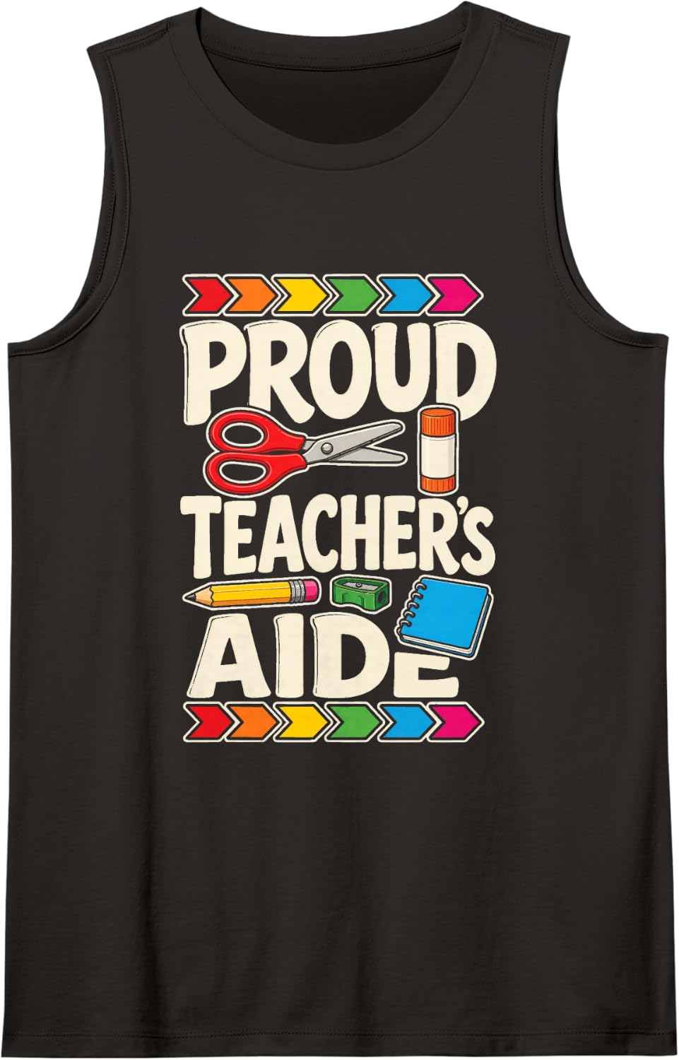 Teacher's Aide Proud Paraprofessional Elementary Gift Sleeveless Tank Top - Black