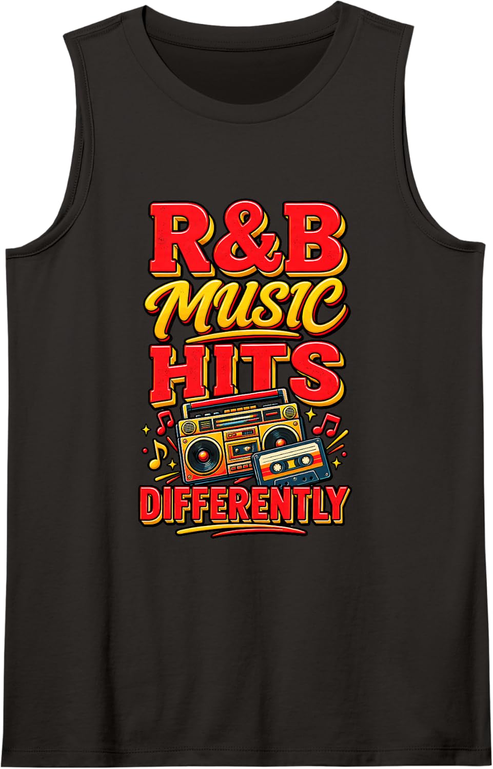 R&B Music Hits Differently Song Lyrics 90s Music R&B Sleeveless Tank Top - Black