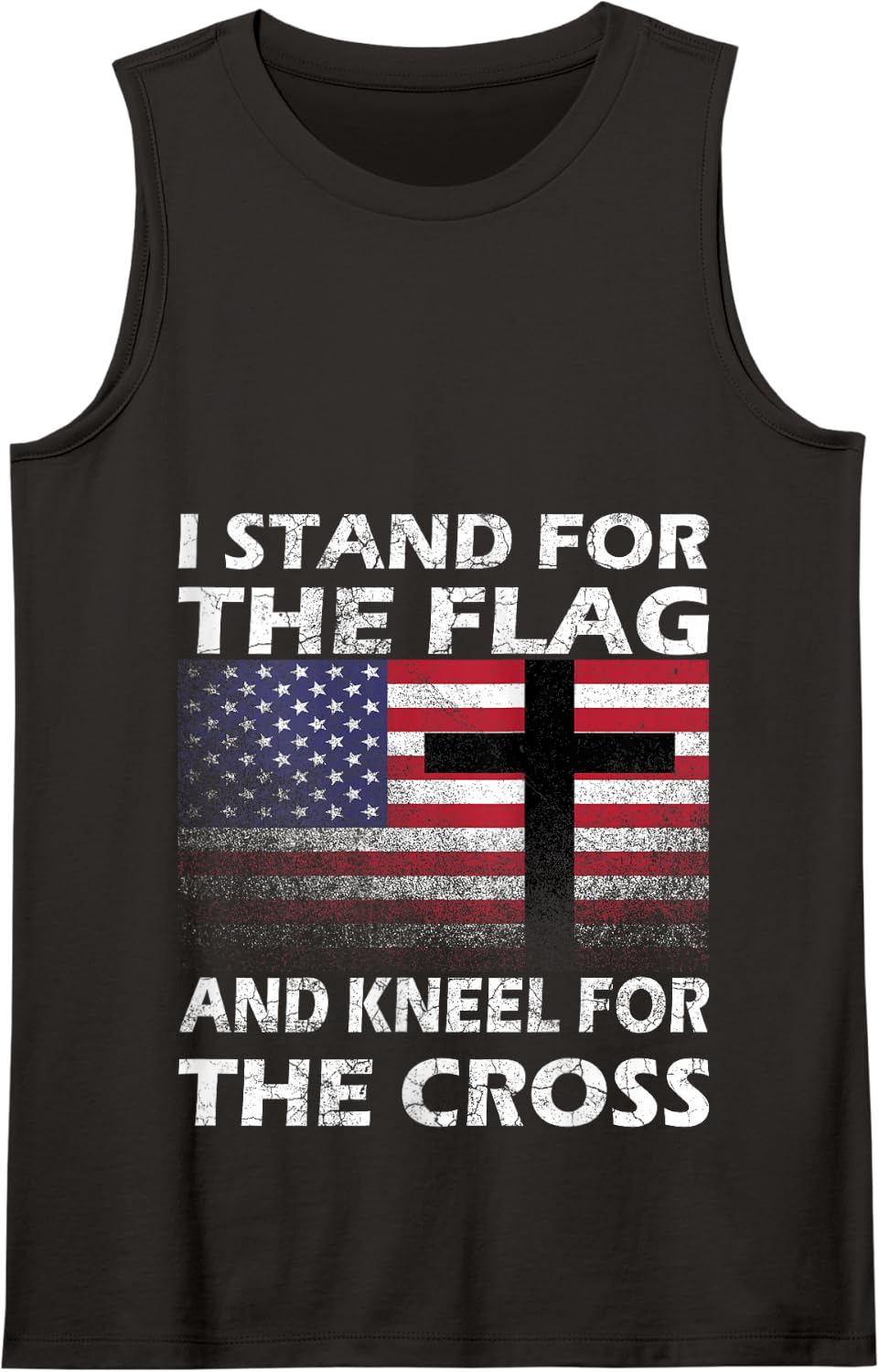 I Stand for The Flag and Kneel for The Cross Tank Top - Black