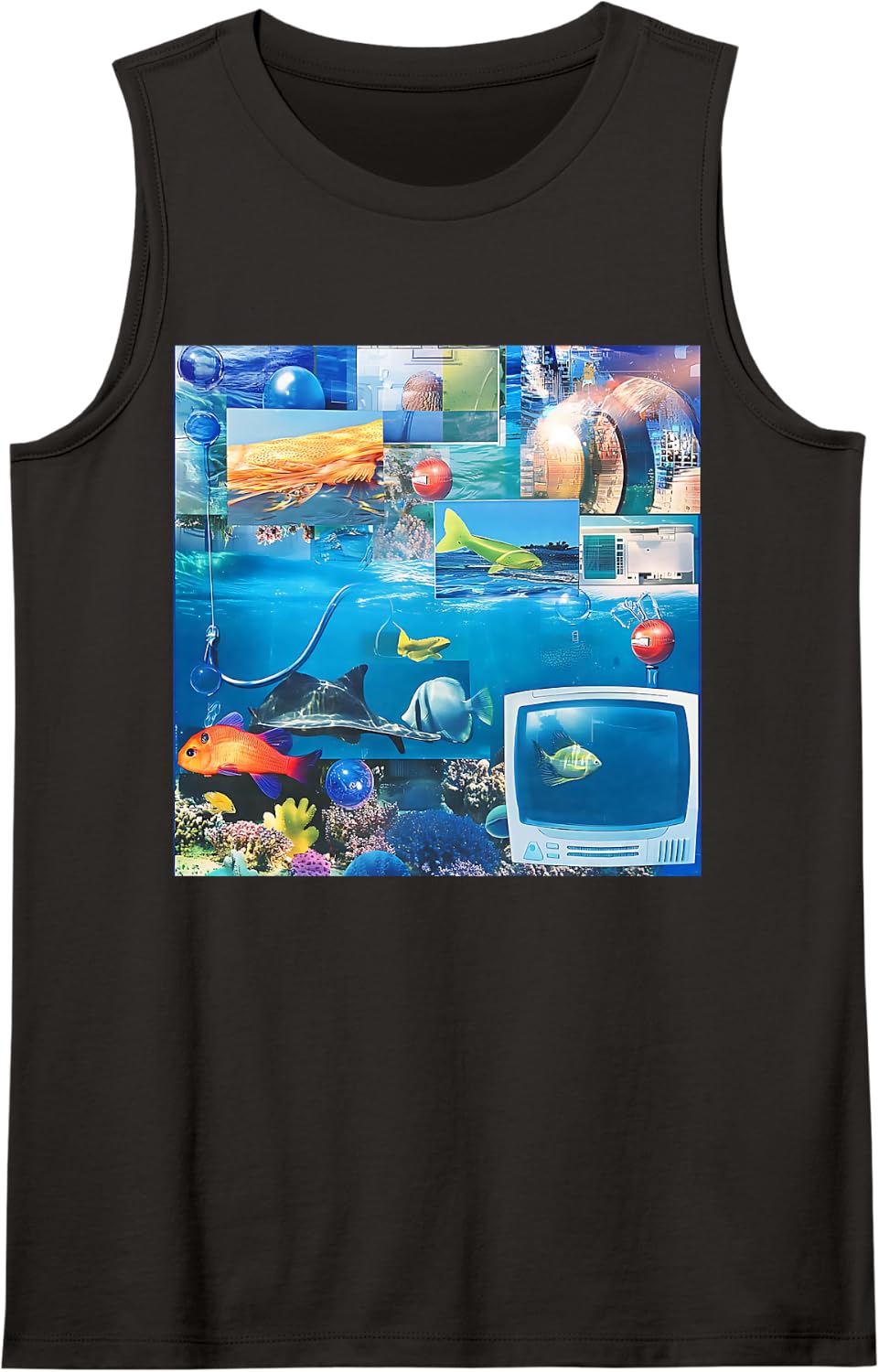 Frutiger Aero Retro Vibes, Y2K, Retro Grunge Sleeveless Tank Top - Black