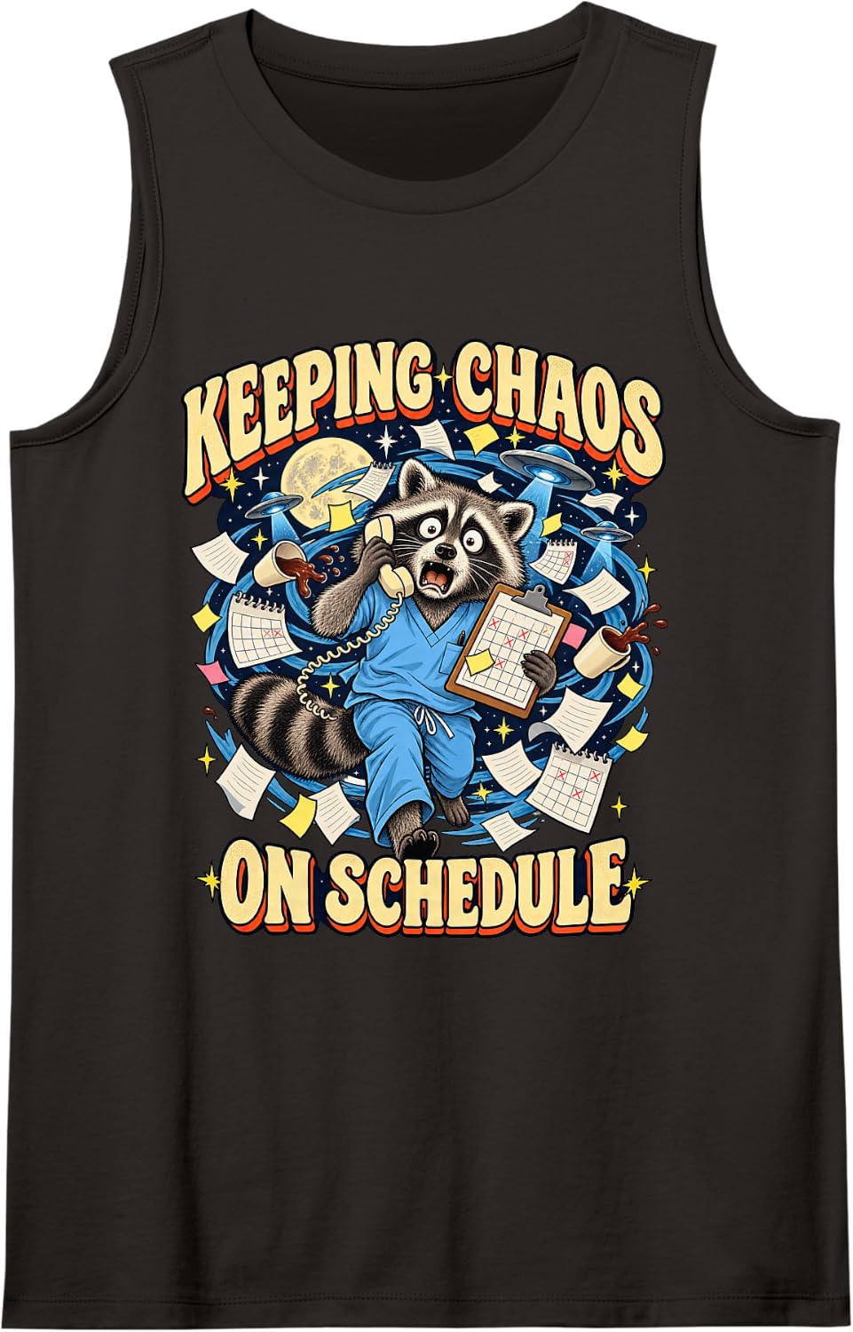 Keeping Chaos on Schedule Surgical Coordinator Sleeveless Tank Top - Black