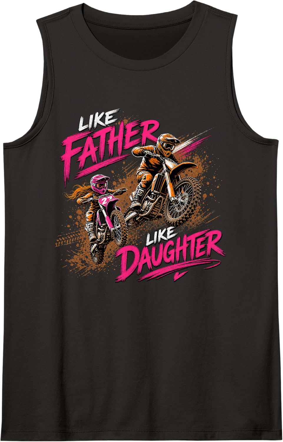 Father Daughter Motocross Bikes Adventure Sleeveless Tank Top - Black