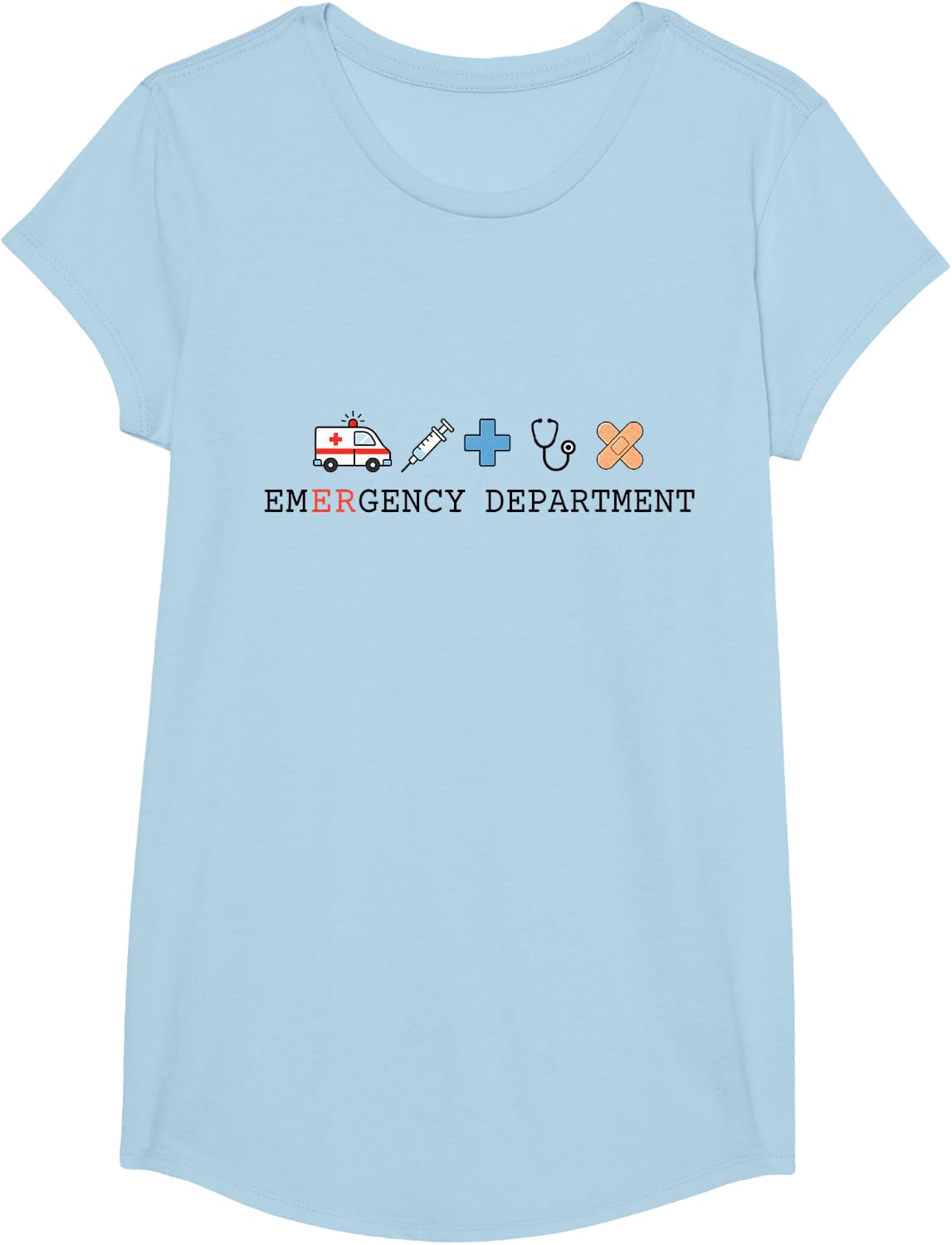 Emergency Department ER Nurse Work EMT Paramedic T-Shirt - Girls Baby Blue