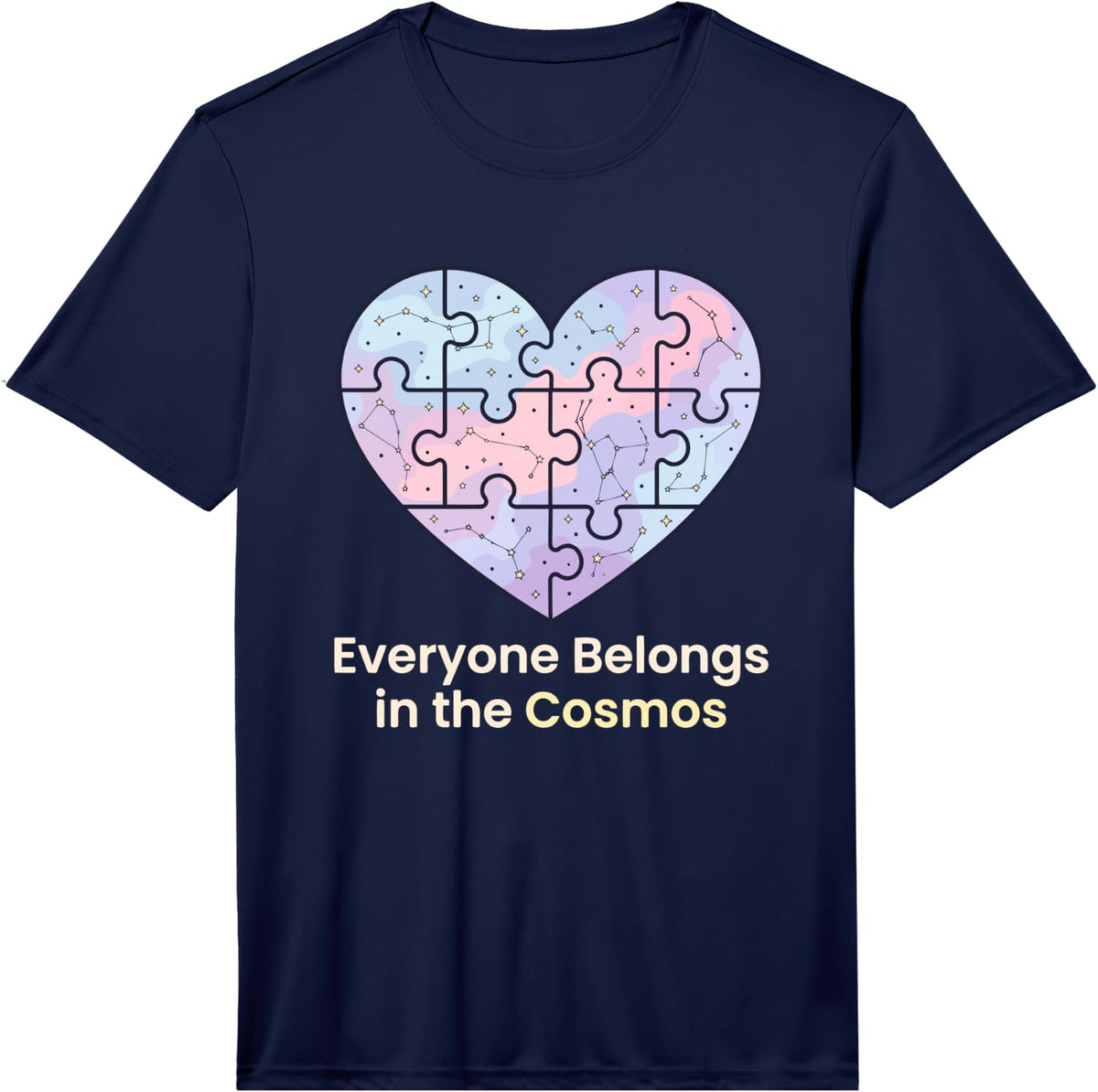 Men's Everyone Belongs in The Cosmos Outer Space Stargazer Performance T-Shirt - Navy Blue