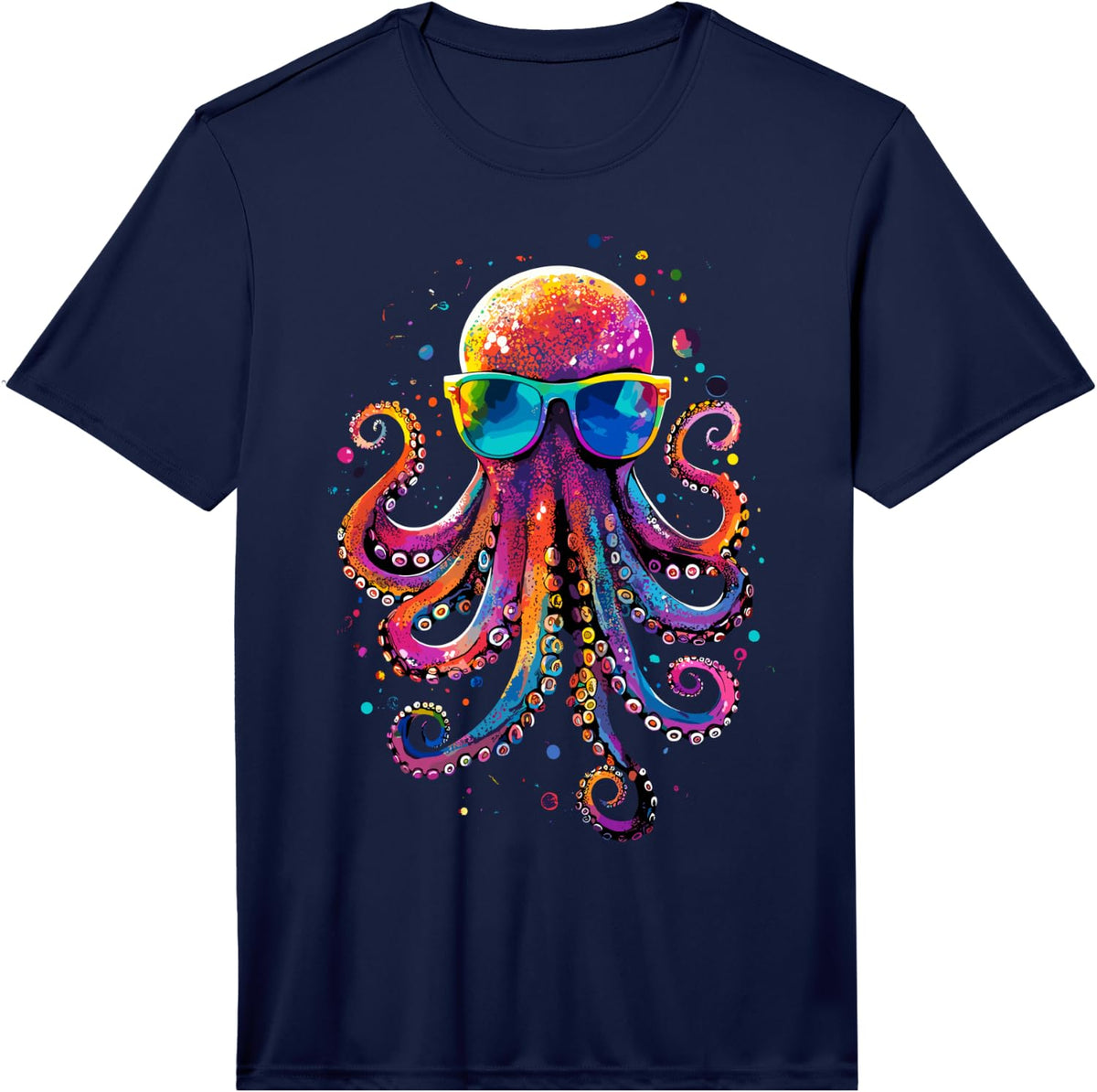 Octopus Octopoda Squid Sea Love Cute Octopus Performance T-Shirt - Navy Blue