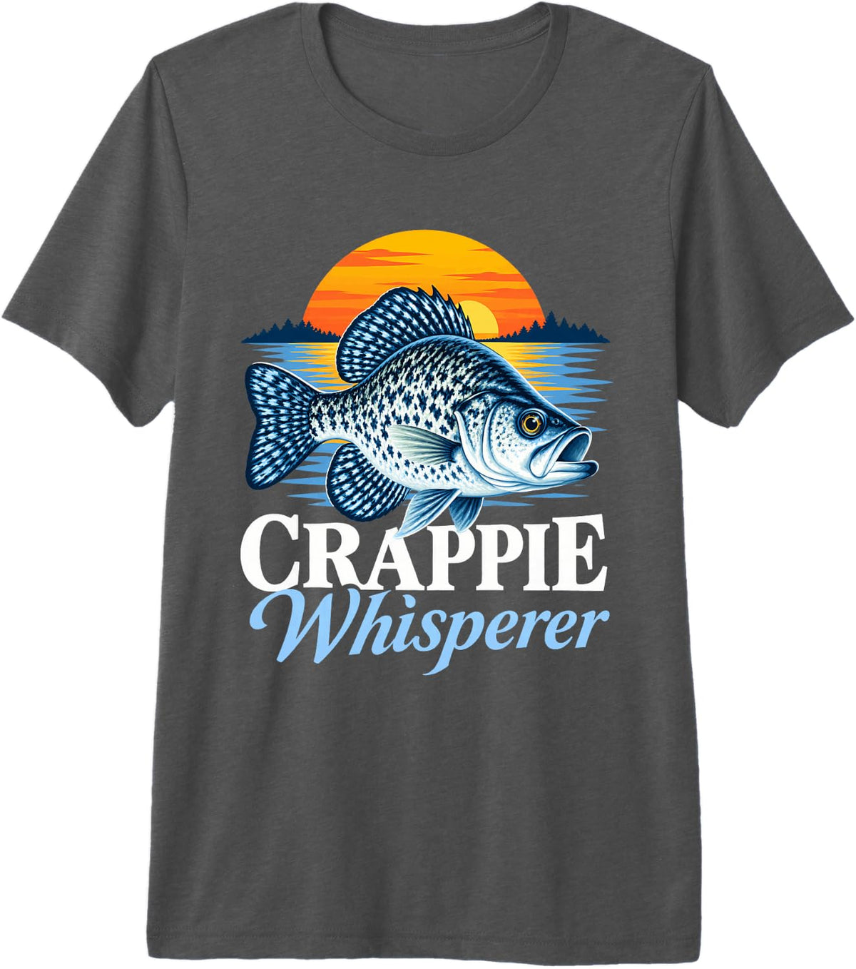 Crappie Whisperer Fish Sunset Premium Tri-Blend T-Shirt - Grey
