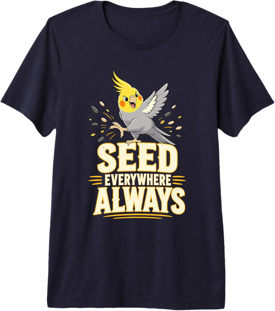 Cockatiel Seed Everywhere Always Bird Premium Tri-Blend T-Shirt - Navy Blue