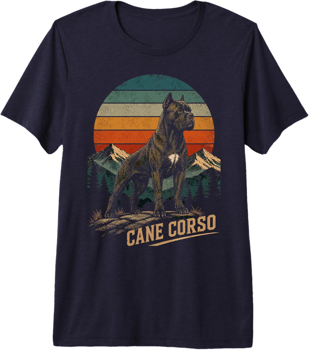 Cane Corso Dog Retro Artwork Aesthetic Cane Corso Premium Tri-Blend T-Shirt - Navy Blue