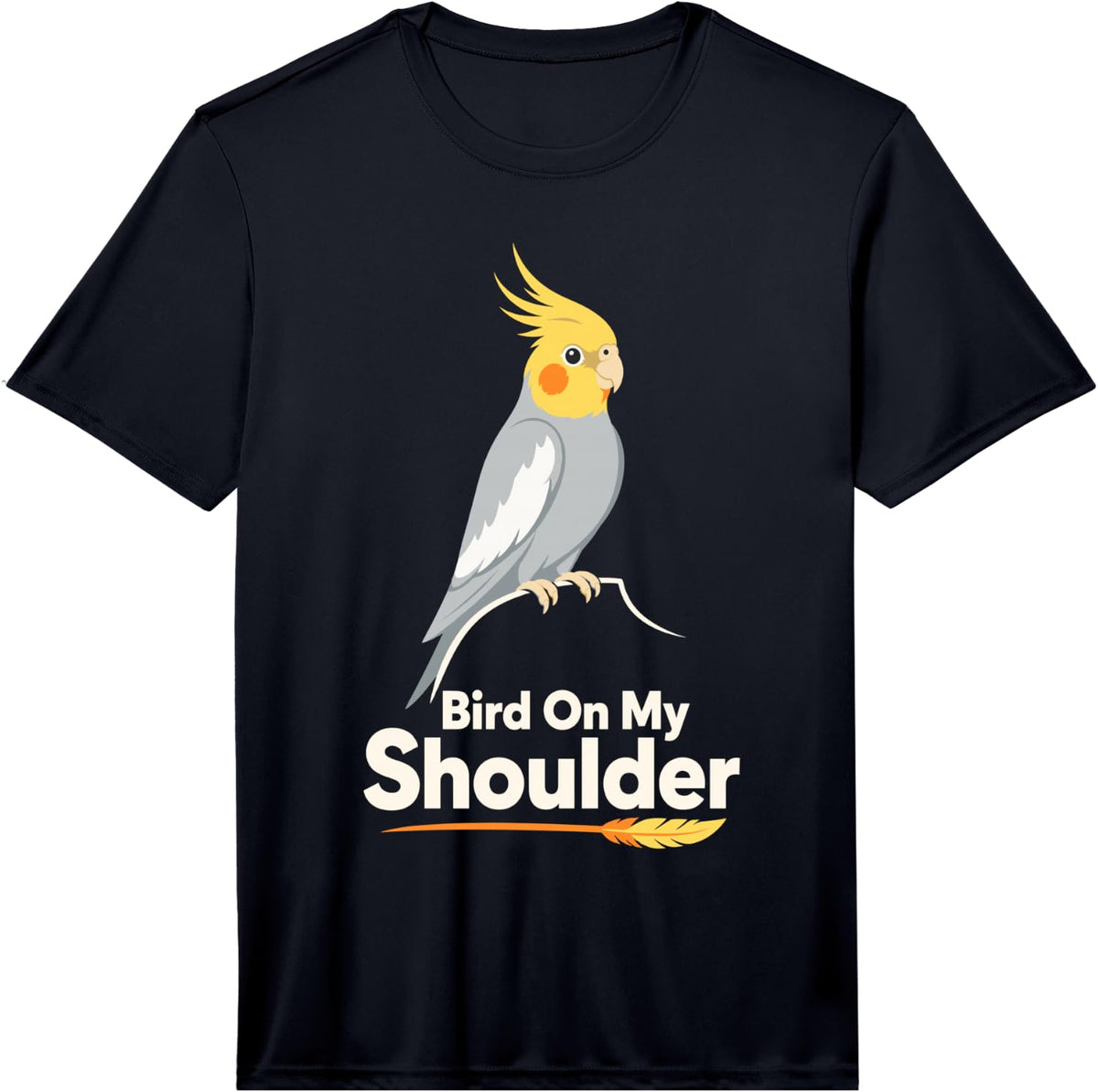 Men's Bird On My Shoulder Cockatiel Parrot Performance T-Shirt - Black