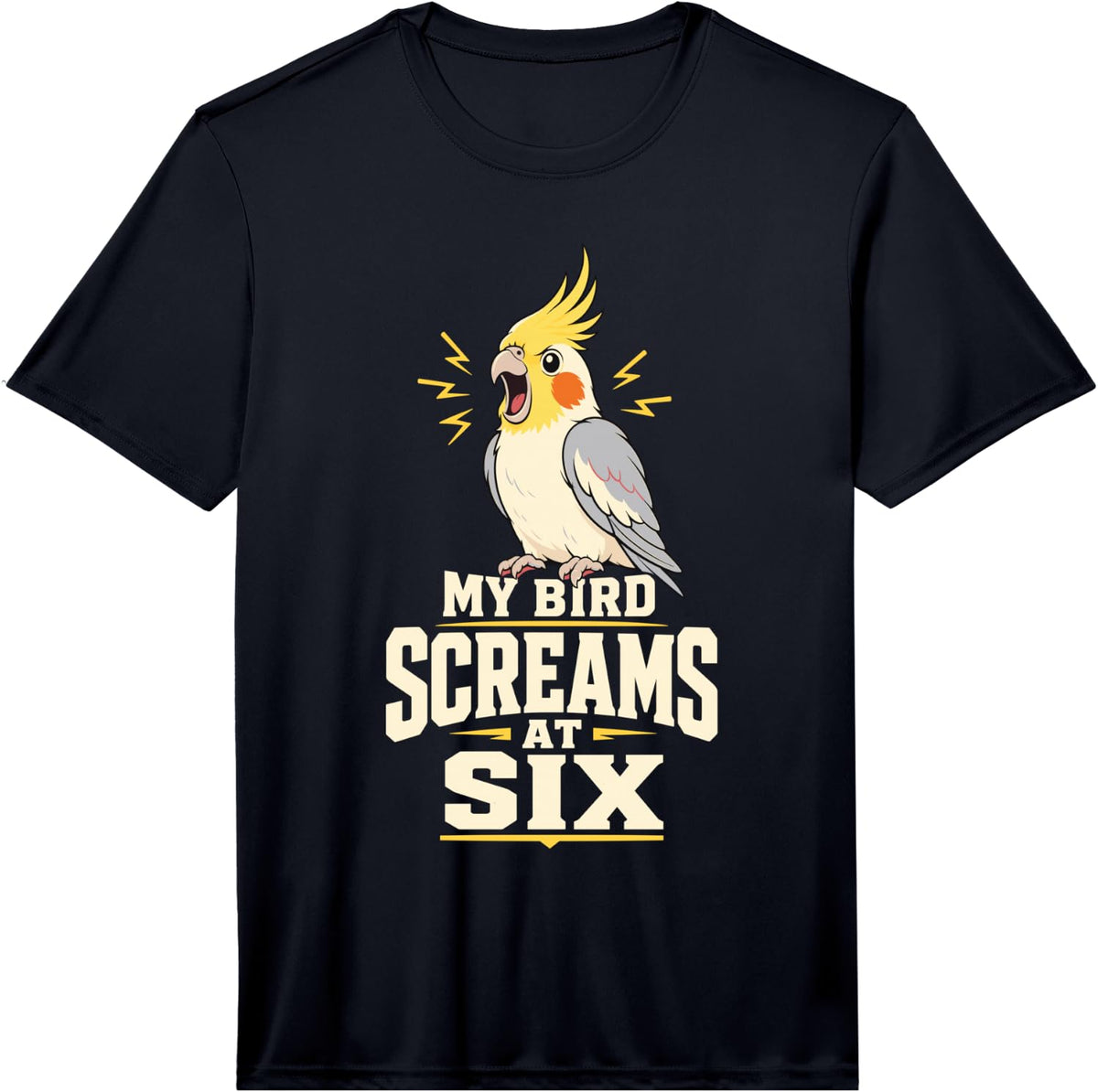 Men's My Bird Screams At Six Cockatiel Parrot Performance T-Shirt - Black