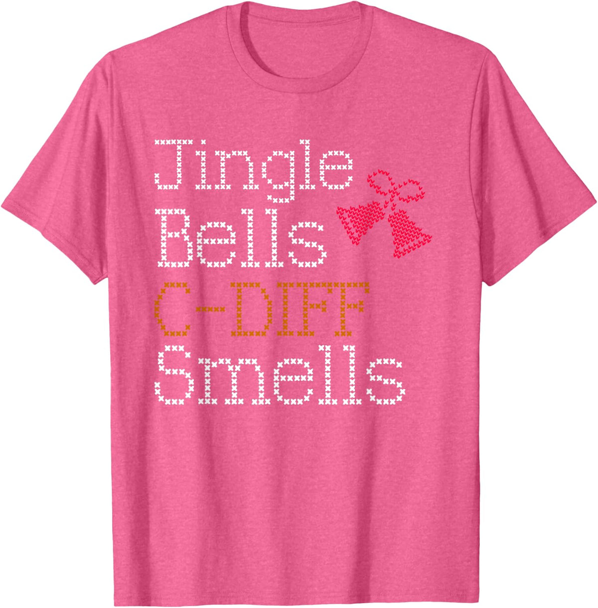 Funny Christmas Nurse T Shirt Jingle Bells C Diff Smells T-Shirt - Pink Heather