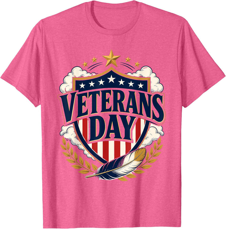 Veterans Day Patriotic US Flag Veterans T-Shirt - Pink Heather
