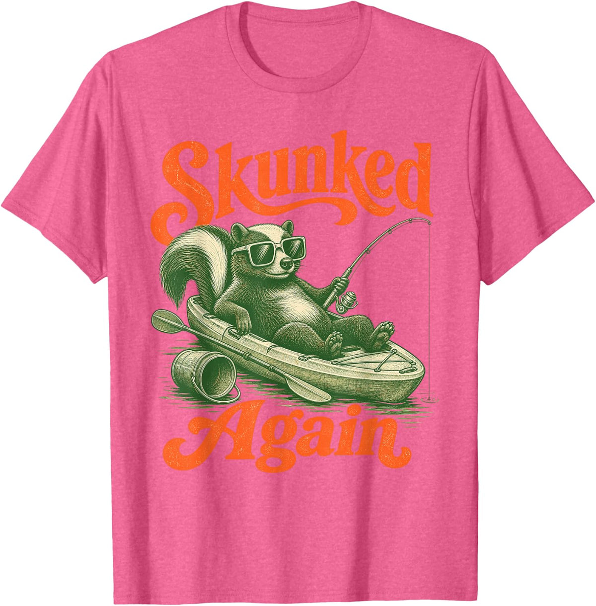 Skunked Again Kayak Fishing Kayaking Angler T-Shirt - Pink Heather
