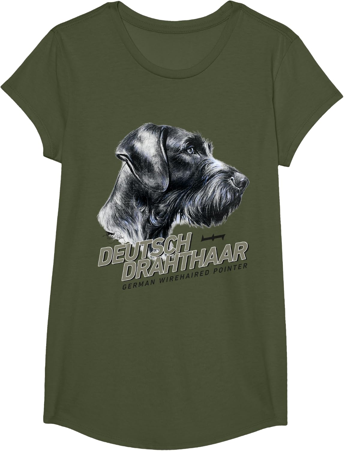 T-shirt Deutsch Drahthaar Hunting Dog DD T-Shirt - Girls Olive Green