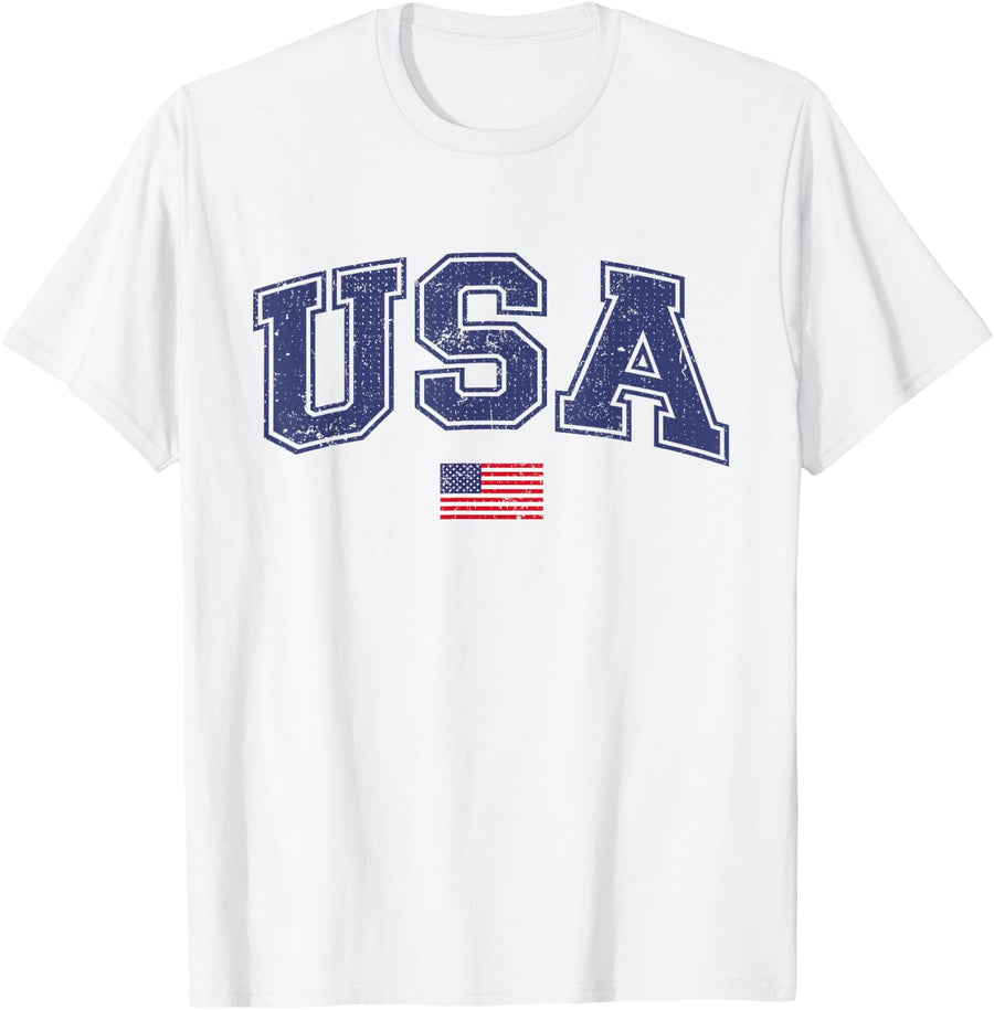 USA Patriotic American Flag Independence Day 4th of July T-Shirt - White