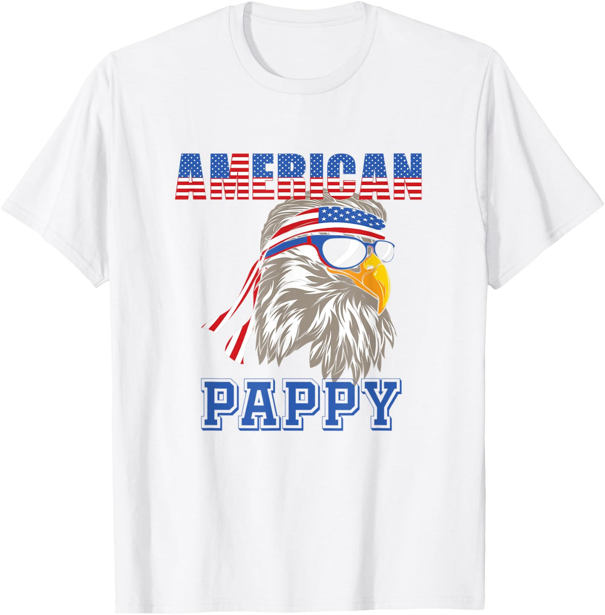 Mens American Pappy Eagle Flag 4th July T-Shirt - White