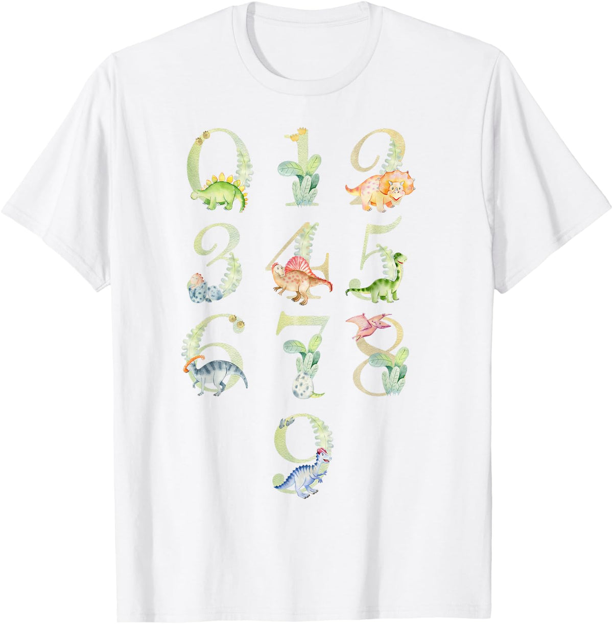 Learn to Count Preschool Educational Numbers Dinosaurs Cute T-Shirt - White