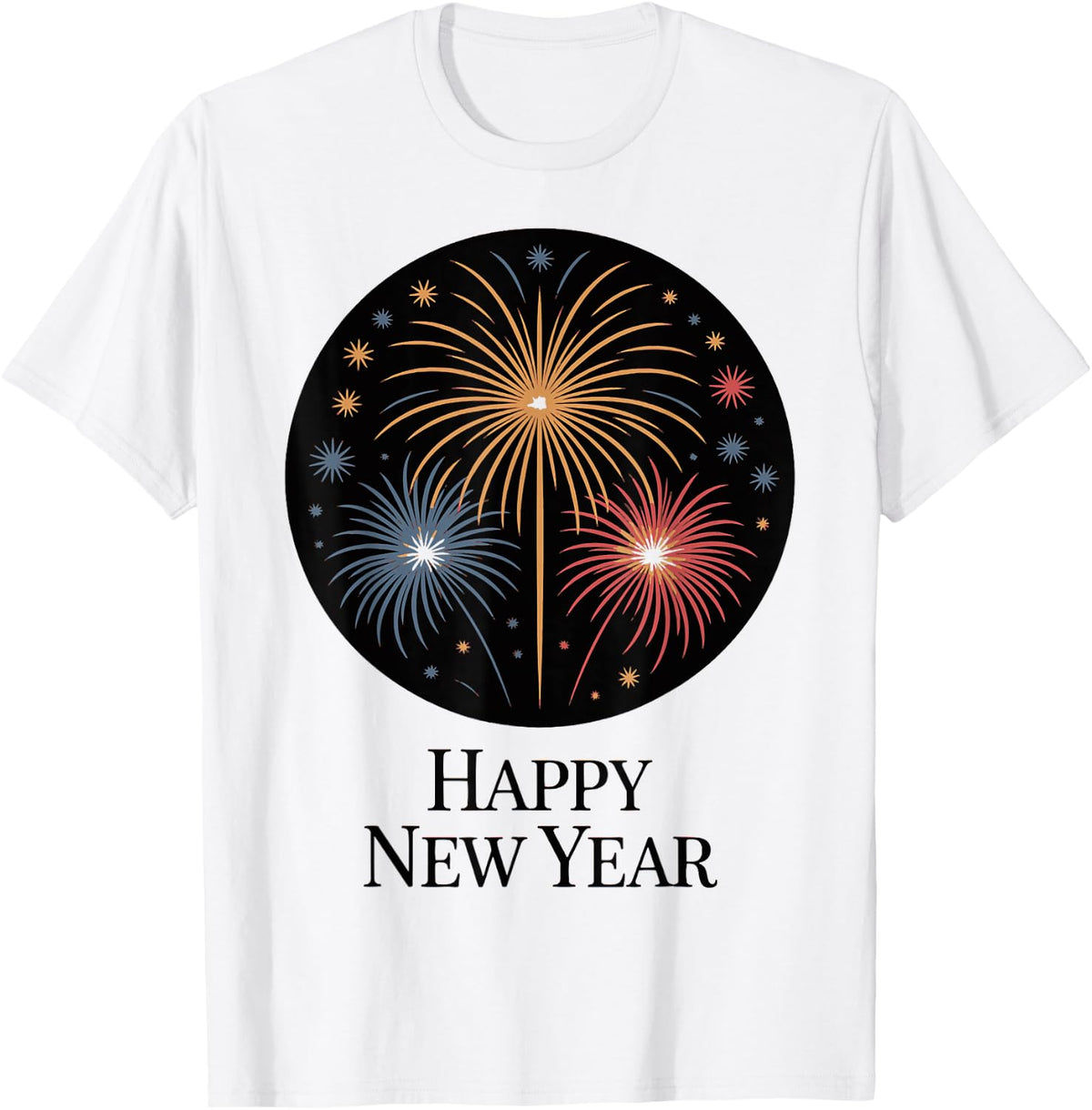 Minimalist Happy New Year Script Design T-Shirt - White