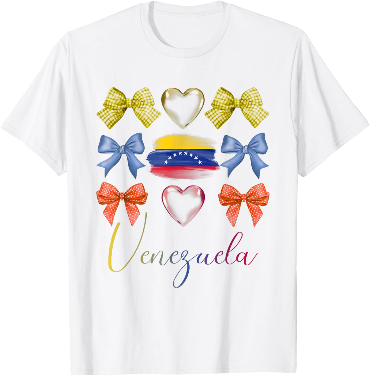 Venezuelan Bows Pride Roots Latina Women Girls Venezuela Bow T-Shirt - White