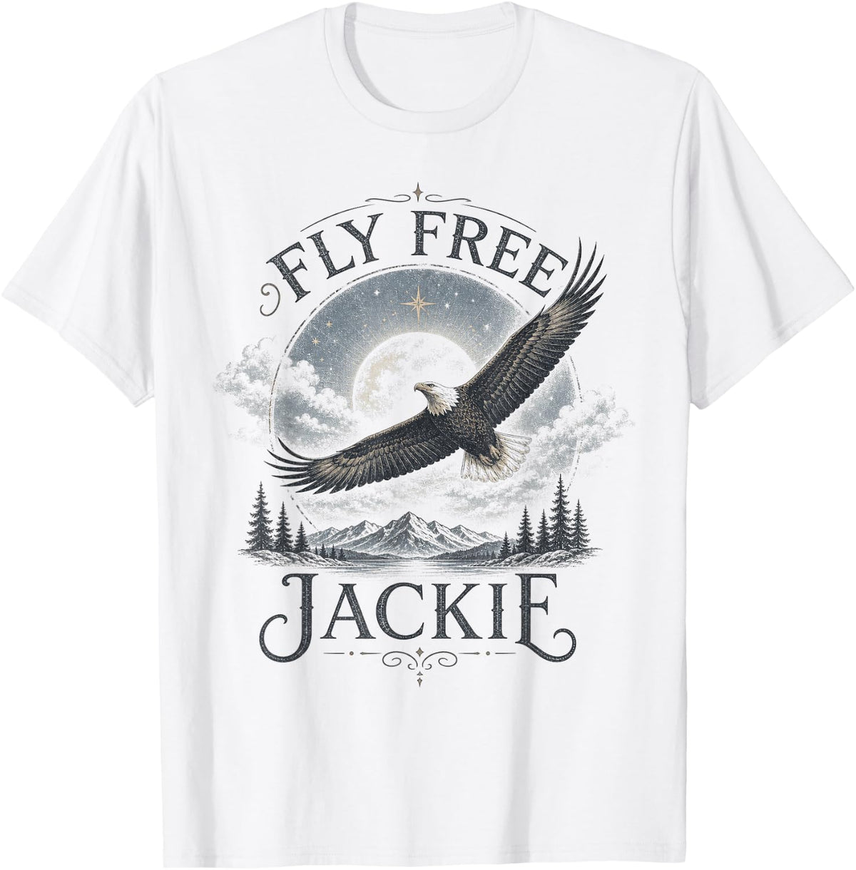 Fly Free Jackie and Shadow Bald Eagle Memorial T-Shirt - White