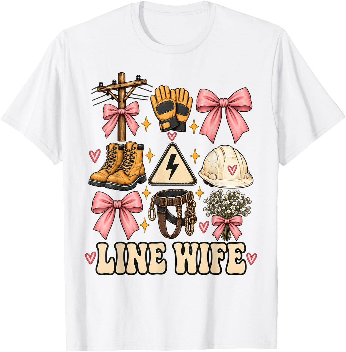 Linewife Coquette Lineman Wife T-Shirt - White