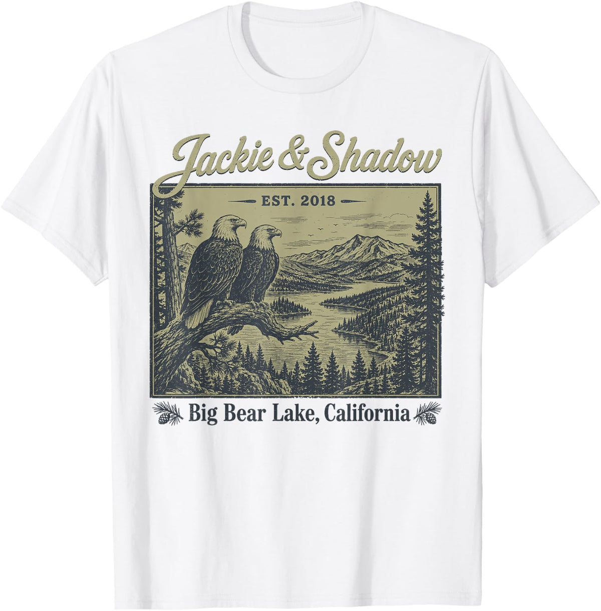 Jackie and Shadow Eagles - Big Bear Lake Bald Eagles T-Shirt - White
