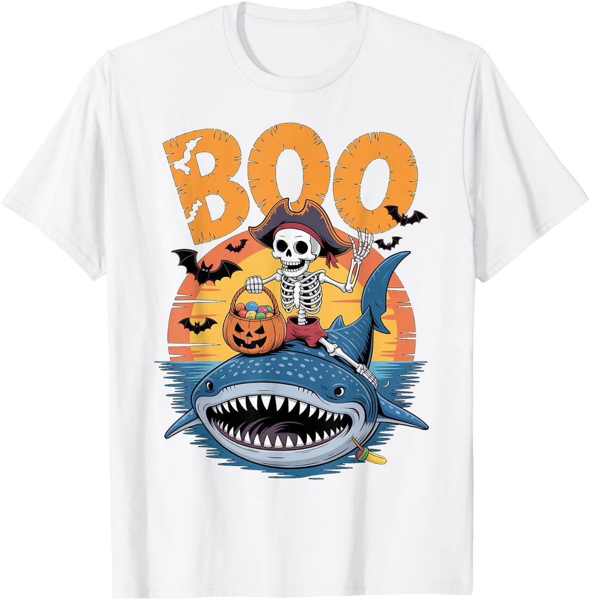Spooky Whale Shark Costume on Boo Whale Shark Halloween T-Shirt - White