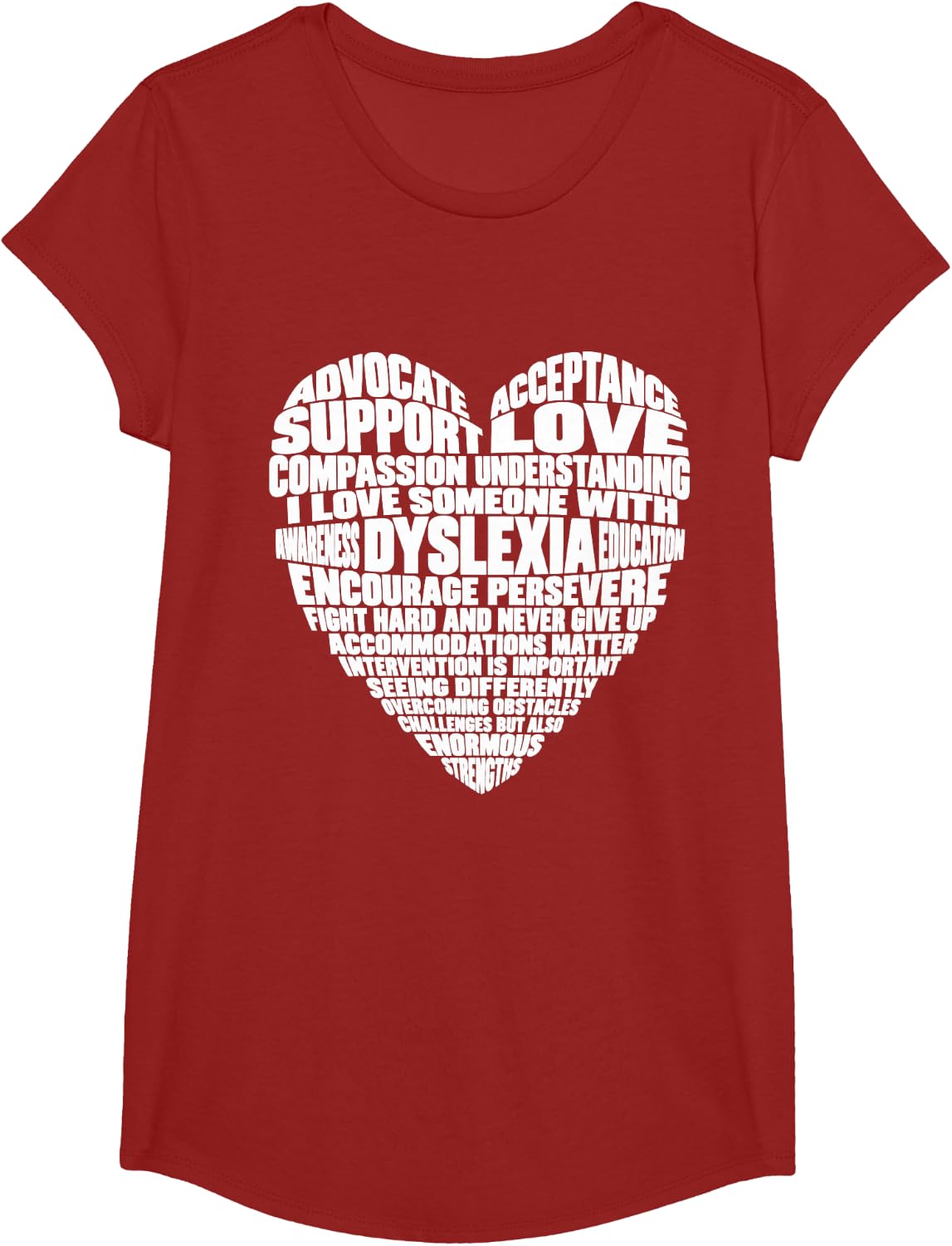 Dyslexic Therapy Awareness Funny Therapist Squad Dyslexia T-Shirt - Girls Cranberry Red