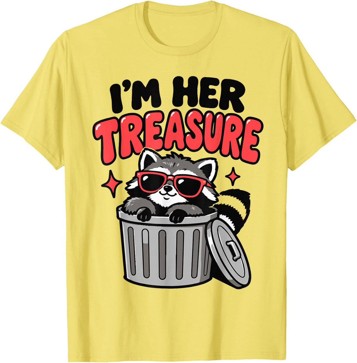 I’m Her Treasure Raccoon Funny Matching Couple Costume Men T-Shirt - Lemon Yellow