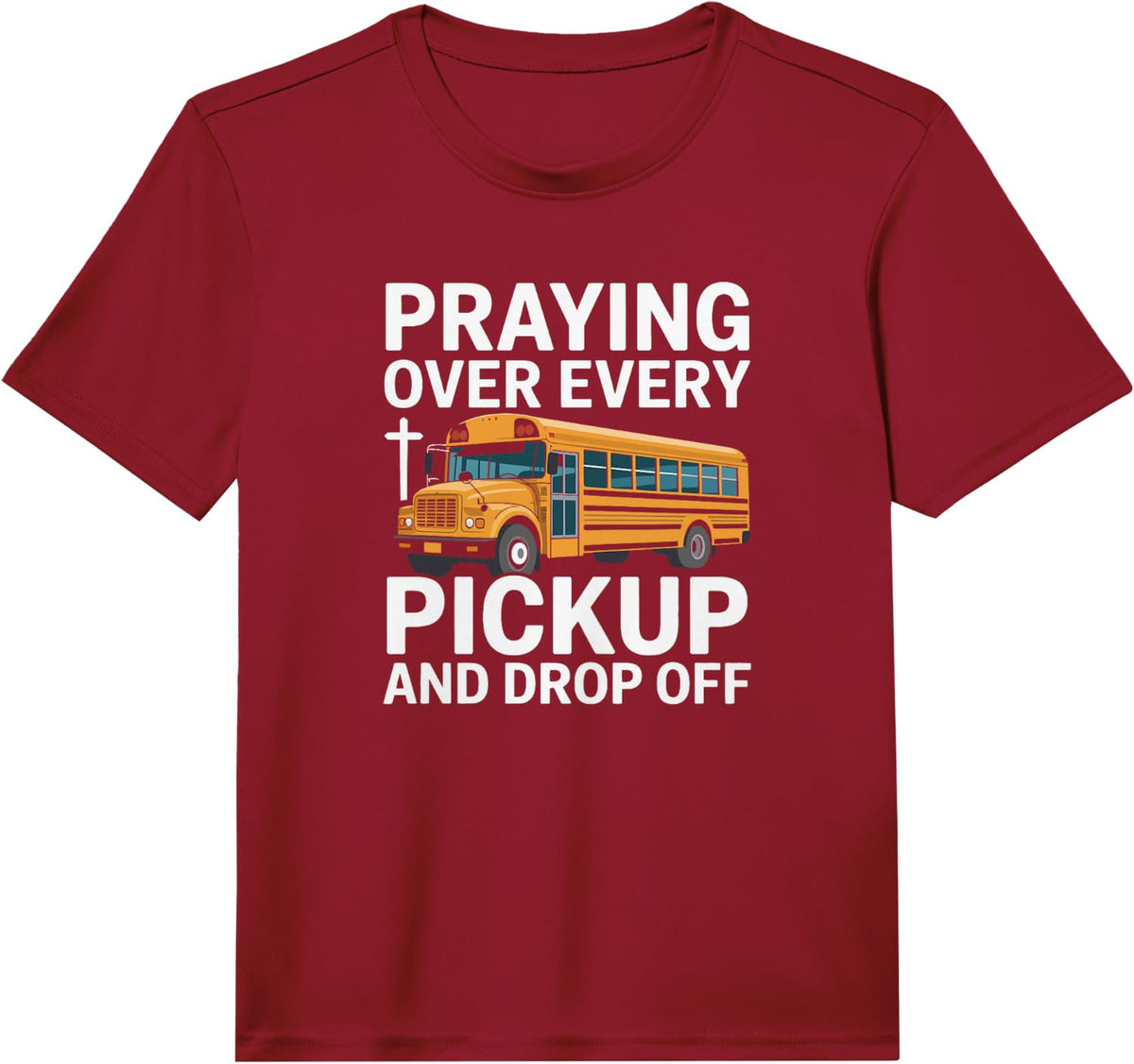 Christian School Bus Driver Jesus Christ Pupil Service Performance T-Shirt - Red
