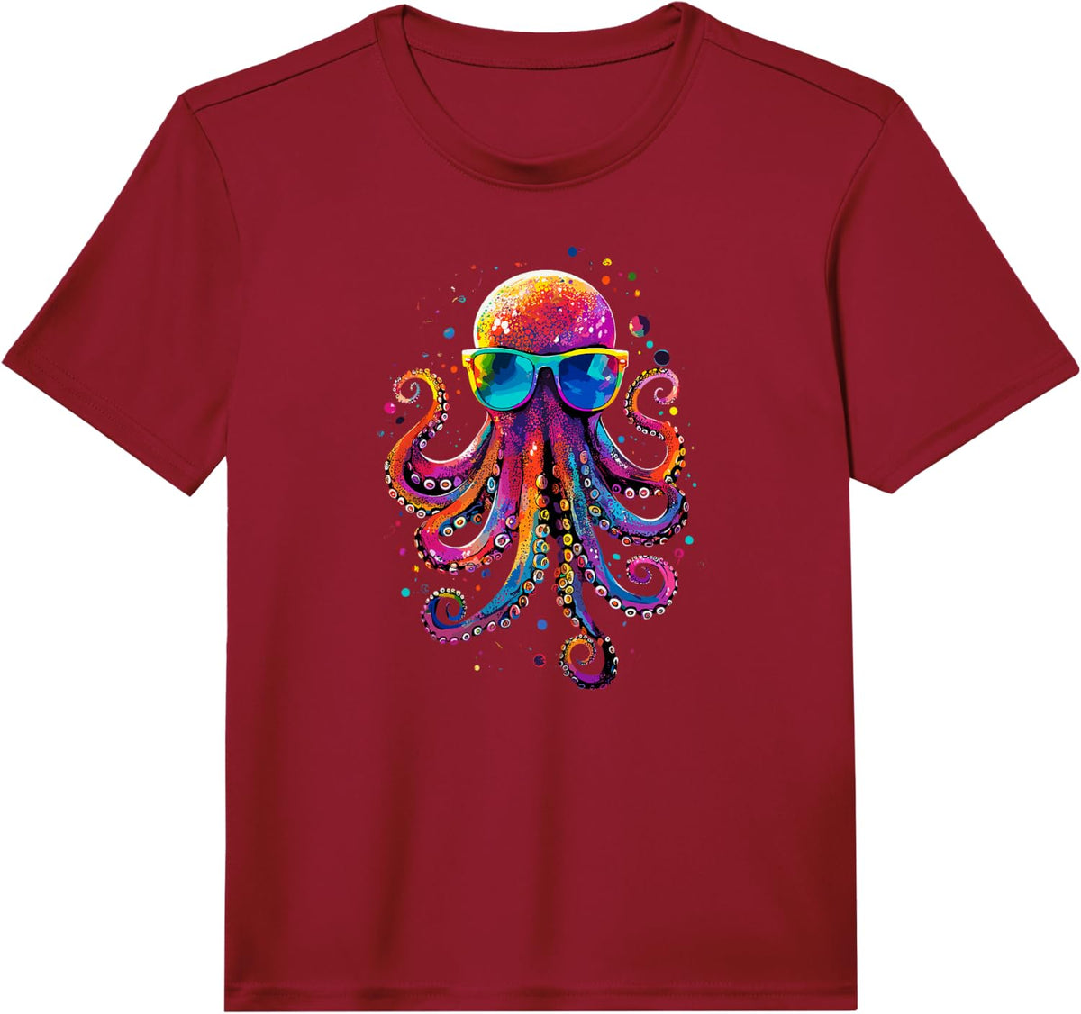 Octopus Octopoda Squid Sea Love Cute Octopus Performance T-Shirt - Red
