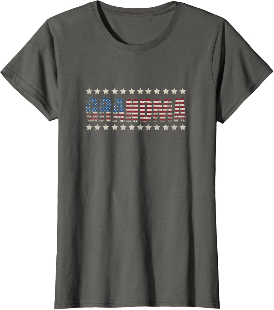 Grandma Patriotic American Flag 4th of July Family Matching T-Shirt - Asphalt Grey