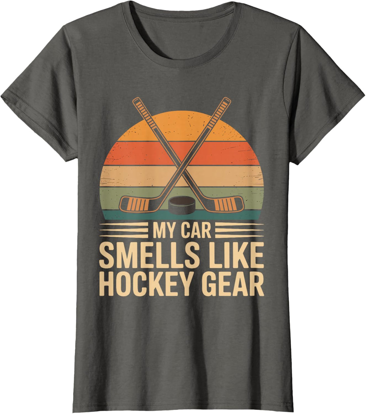 My Car Smells Like Hockey Gear Funny Ice Hockey Player T-Shirt - Asphalt Grey