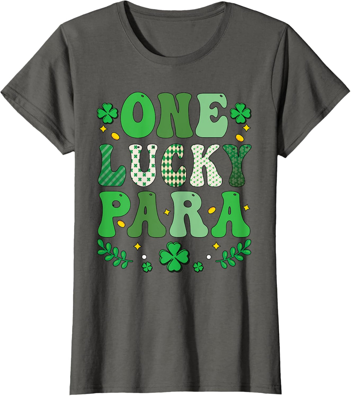 One Lucky Para St Patricks Day Shamrock Paraprofessional T-Shirt - Asphalt Grey