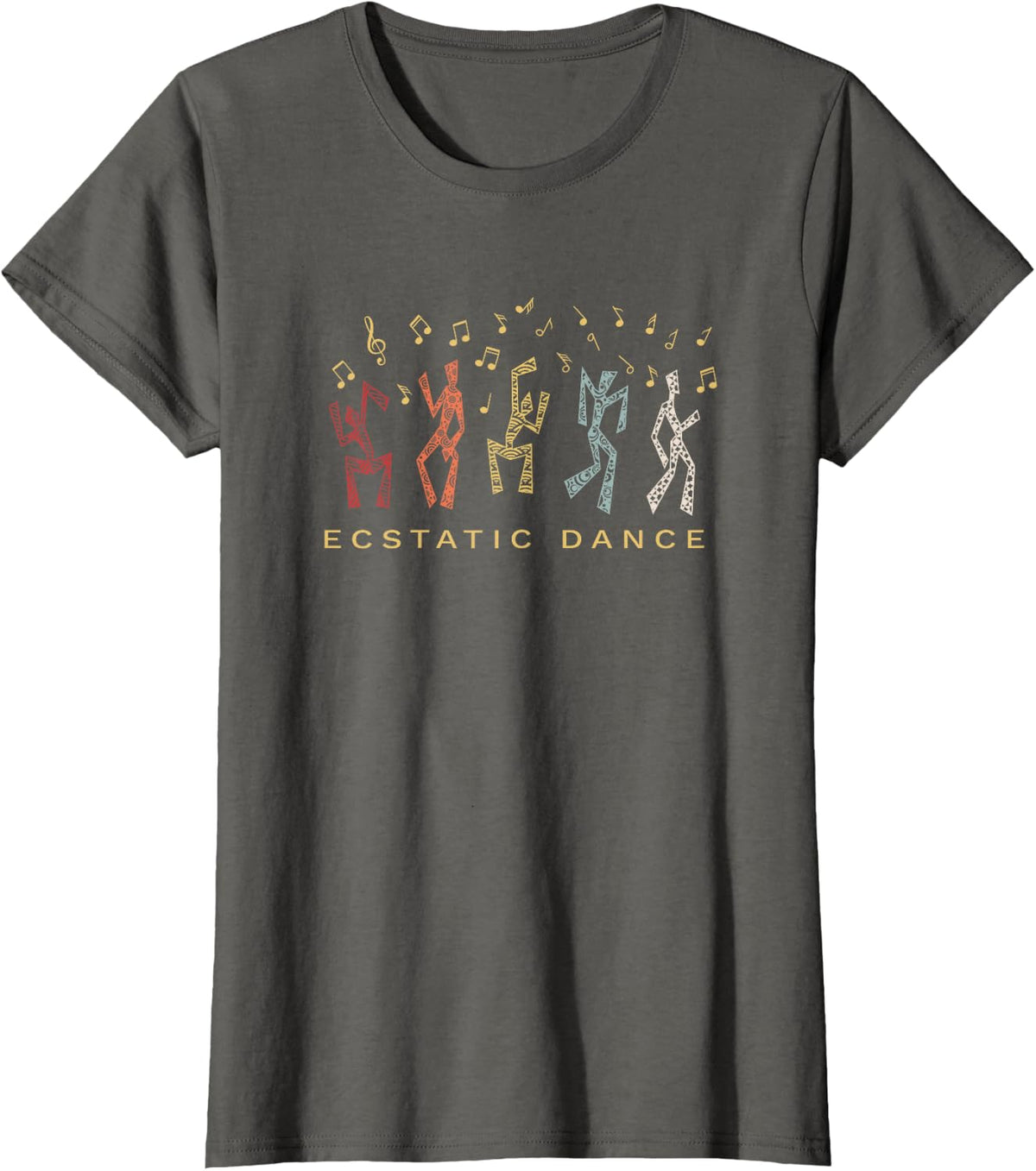 Ecstatic Dance Trance Meditation Retro T-Shirt - Asphalt Grey
