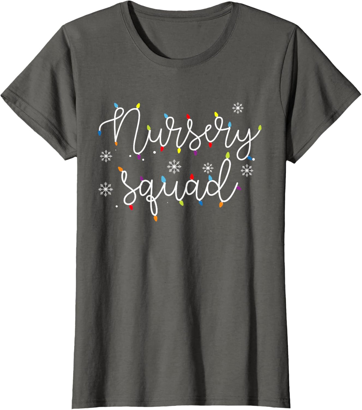 Cute Christmas Nursery Squad School X-mas Light Festive T-Shirt - Asphalt Grey