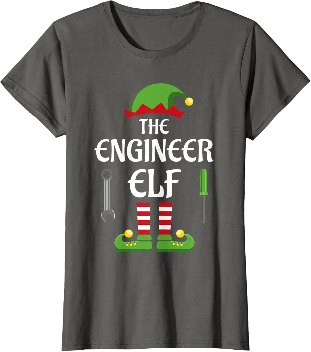 Engineer Elf Family Matching Group Christmas T-Shirt - Asphalt Grey