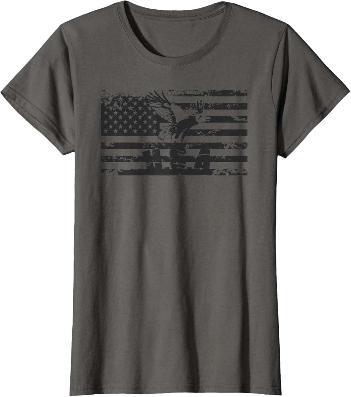 American Flag Eagle USA Patriot Military T-Shirt Men Women T-Shirt - Asphalt Grey