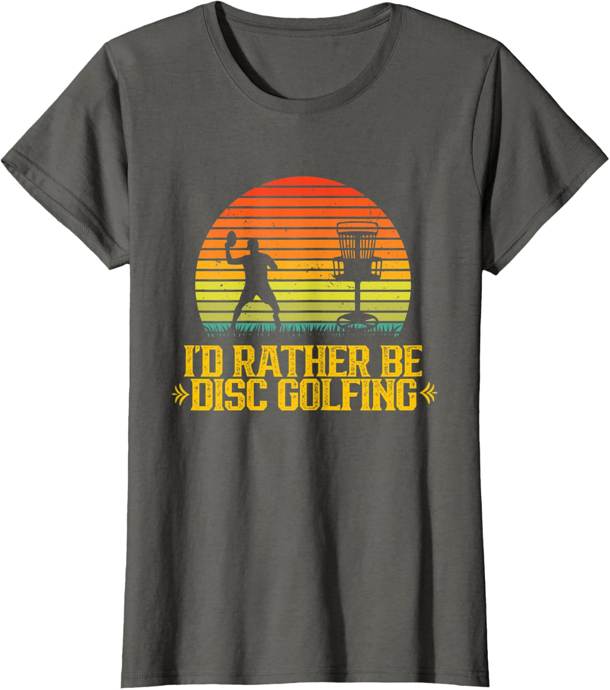 I'd Rather Be Disc Golfing Discs Golfer Disc Golf Hobby T-Shirt - Asphalt Grey