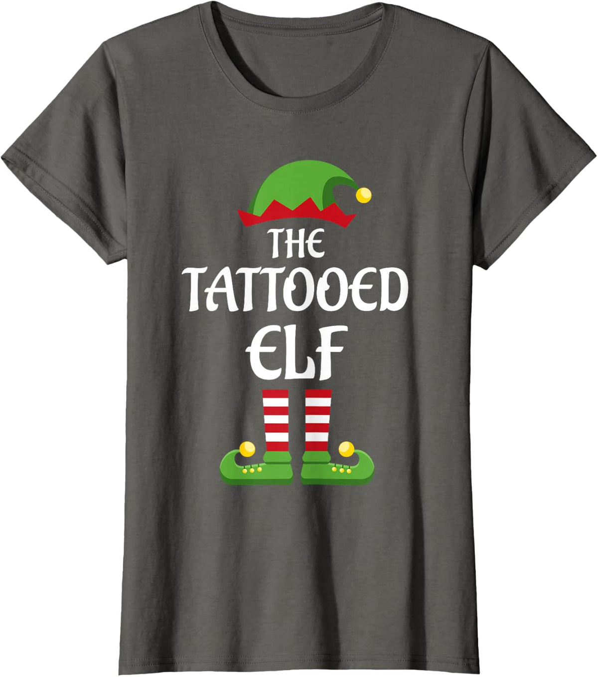 Tattooed Elf Family Matching Christmas Shirts Group Tees T-Shirts for Holiday Celebrations - Asphalt Grey
