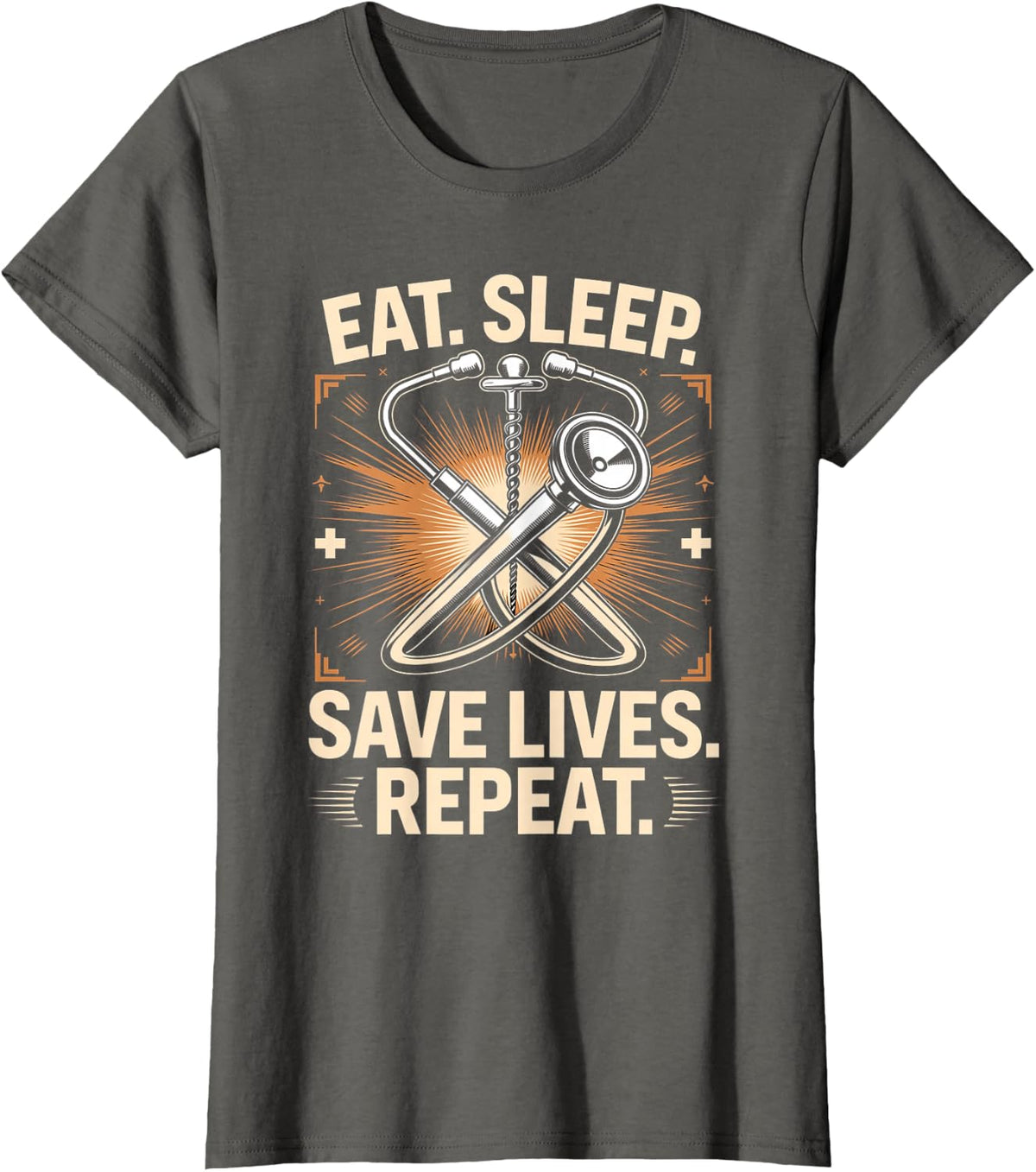 Eat Sleep Save Lives Repeat Physician Assistant PA T-Shirt - Asphalt Grey