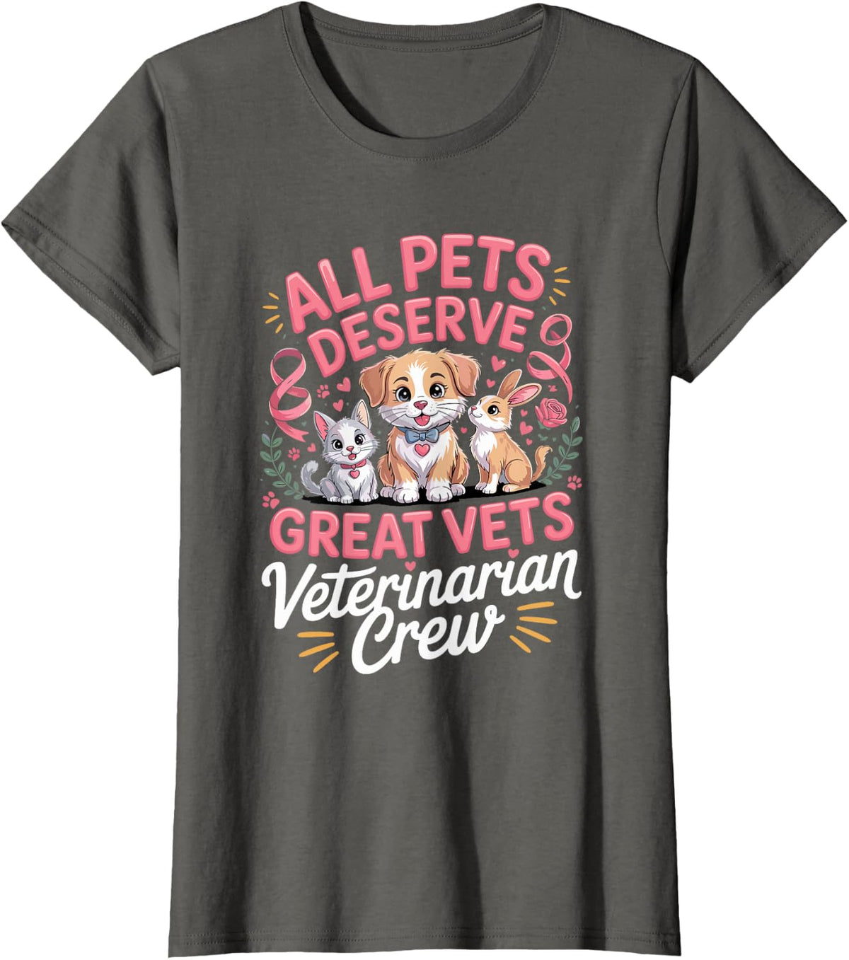 All Pets Deserve Great Vets Veterinarian Crew T-Shirt - Asphalt Grey