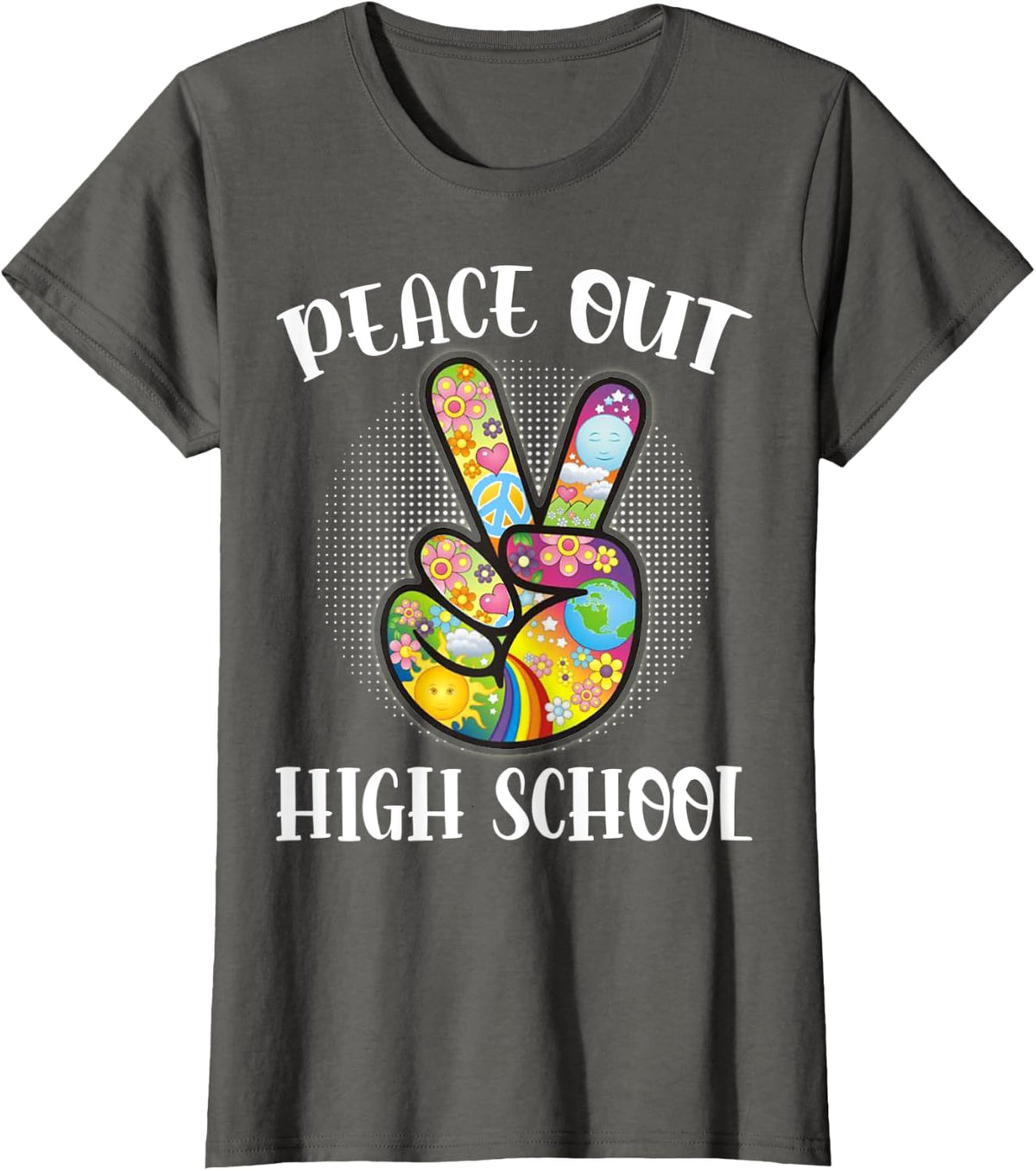 Peace Out High School - Last Day of School High School Grad T-Shirt - Asphalt Grey